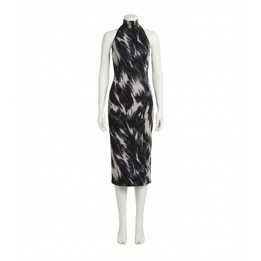 NEW GIVENCHY sleeveless high neck dress in grey mix